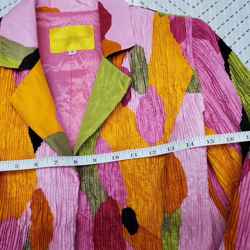 Y2K 90s Boutique Art Silk Blazer Dopamine Colorful Statement Festival Jacket - Picture 5 of 7